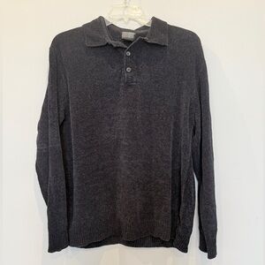 Vintage Knightsbridge Black Sweater Button Up Collar Sz XL. AZ